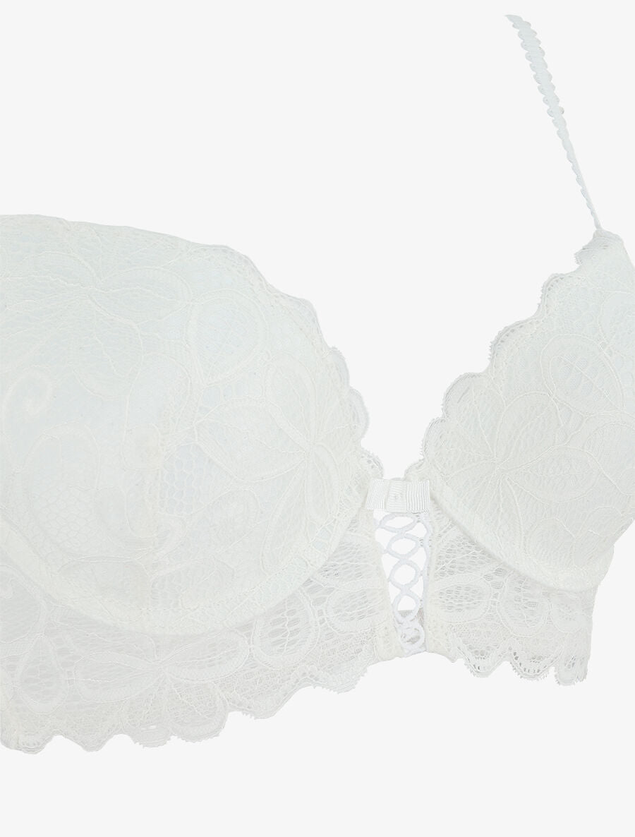 Ensemble soutien-gorge push up et tanga en dentelle - Blanc - 3