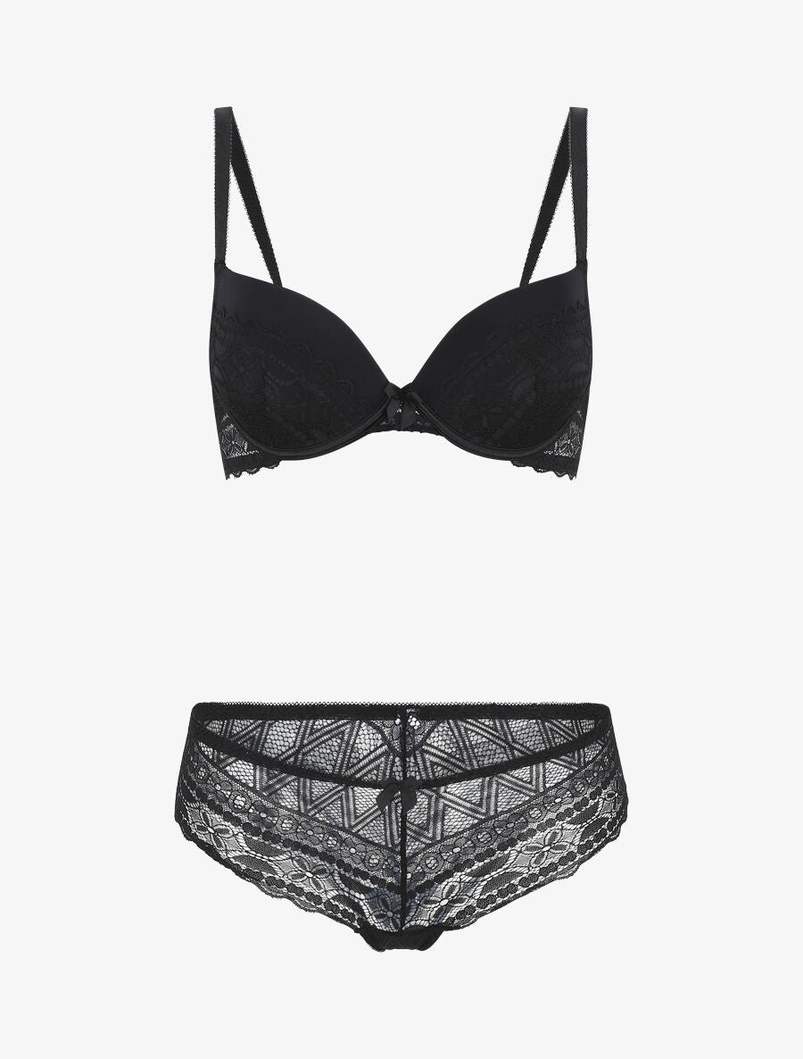 Ensemble lingerie à dentelle - Noir - 1
