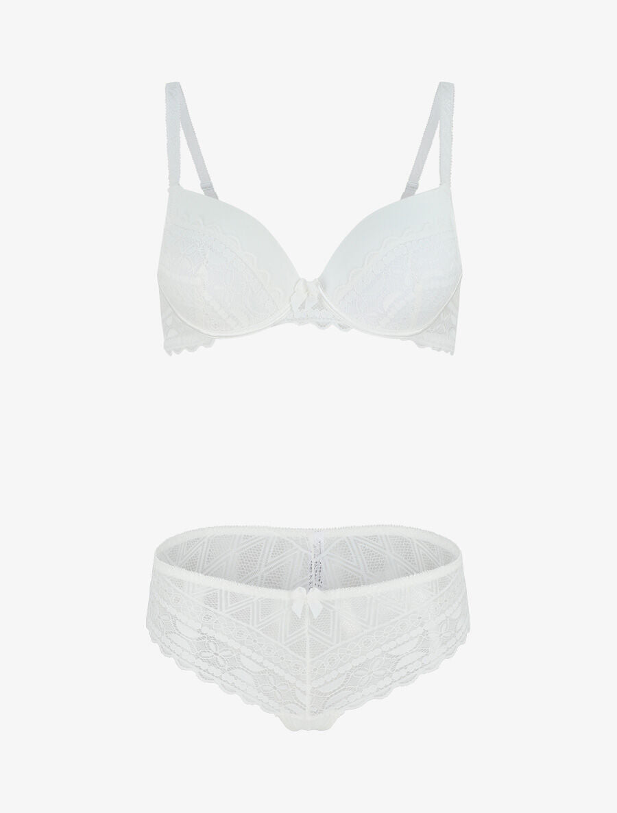 Ensemble lingerie à dentelle - Blanc - 5