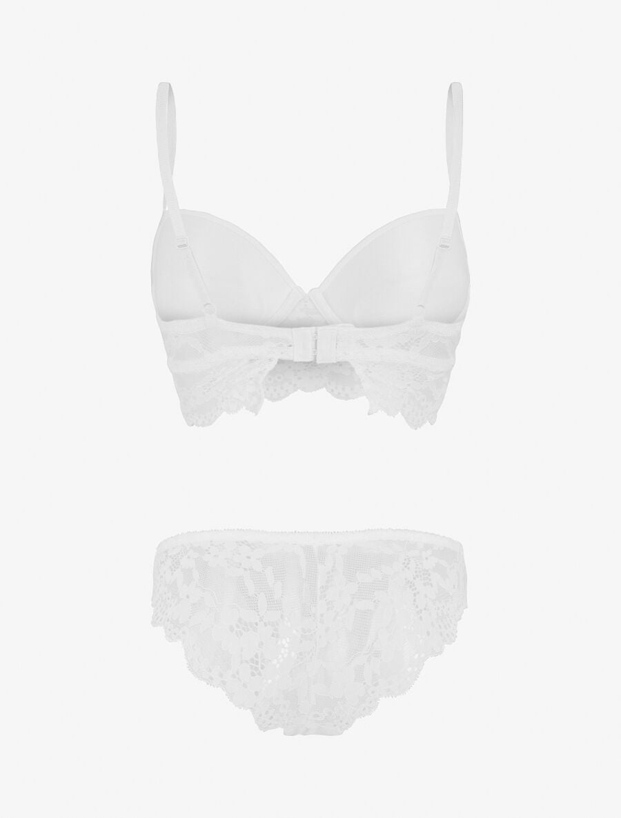 Ensemble lingerie à dentelle fleurie - Blanc - 2