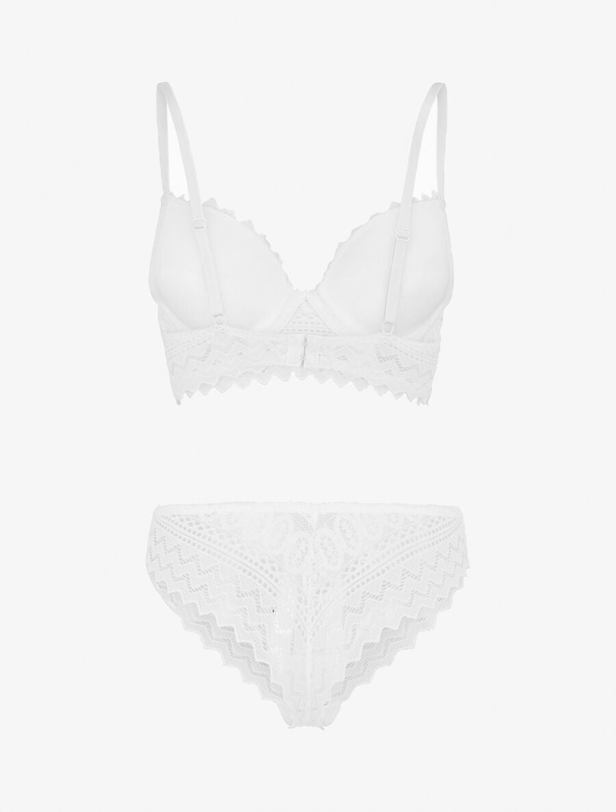 Ensemble push up bande en dentelle - Blanc - 2