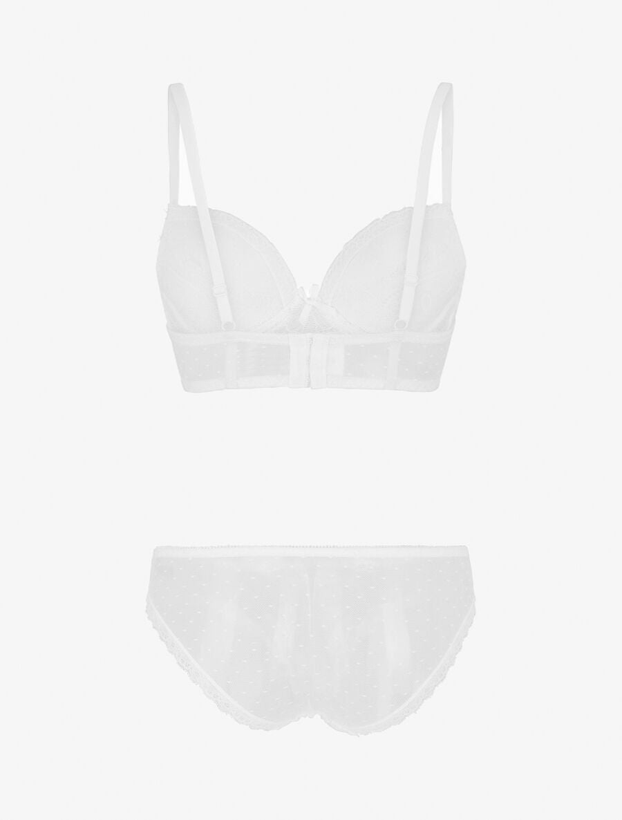 Ensemble push up bande en dentelle et noeud - Blanc - 2