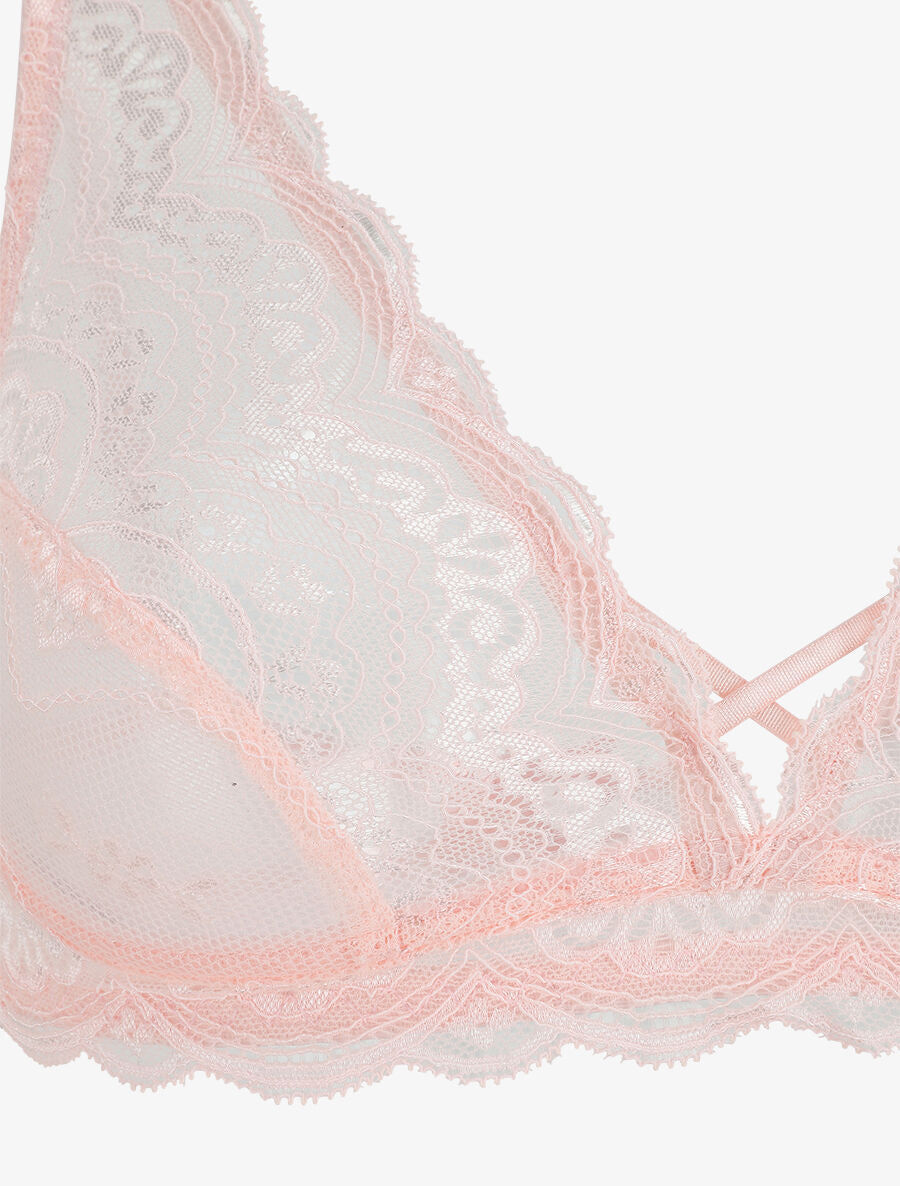 Ensemble en dentelle fleurie - Rose - 3