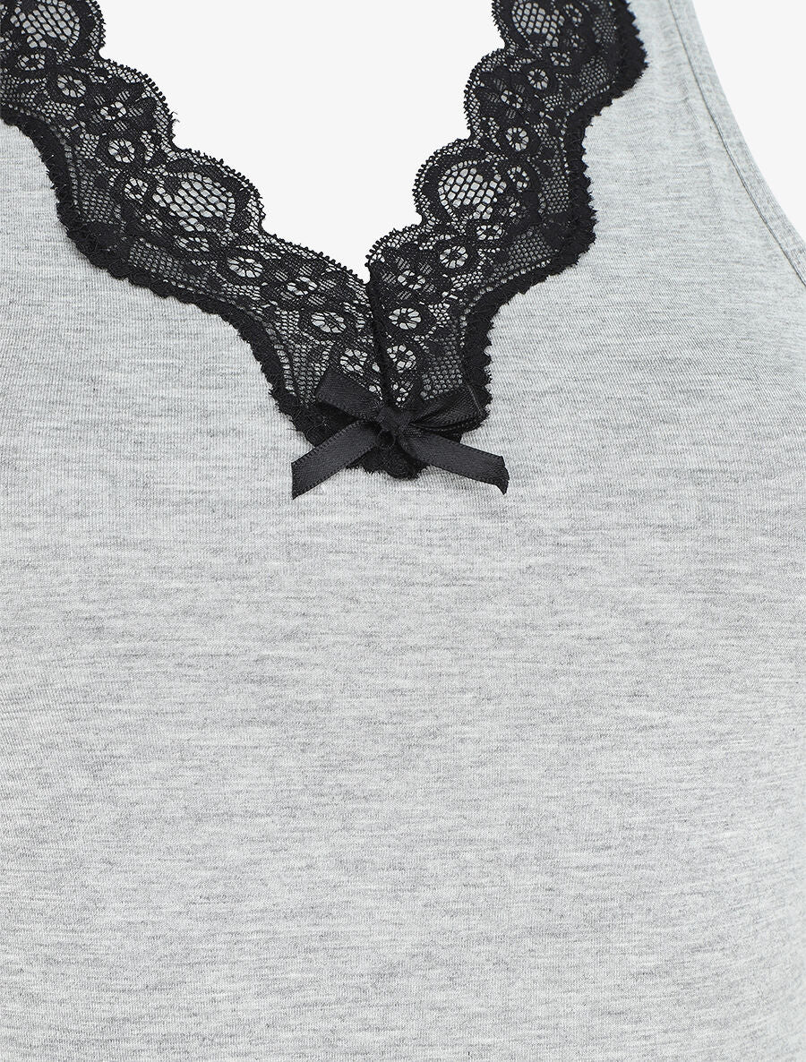 Ensemble pyjama en dentelle - Gris clair - 3