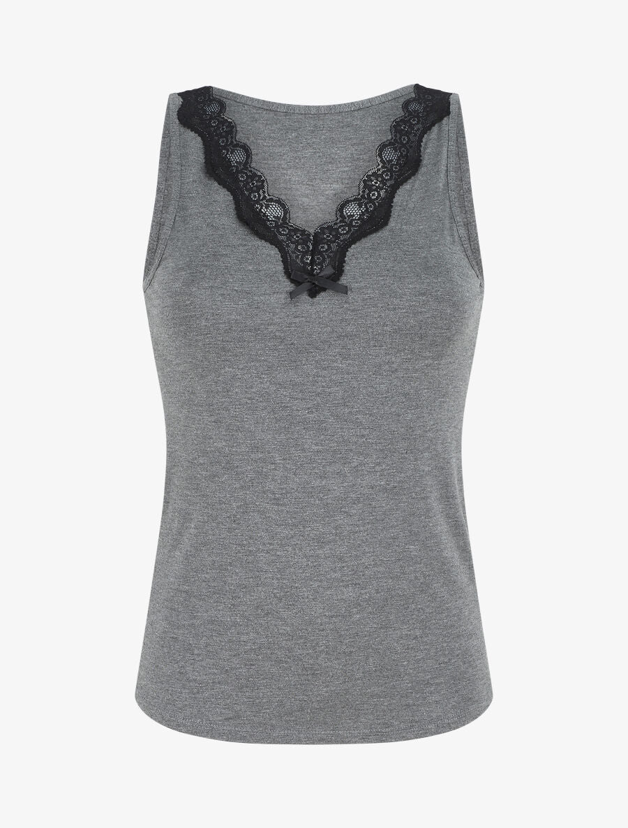 Ensemble pyjama en dentelle - Gris foncé - 1