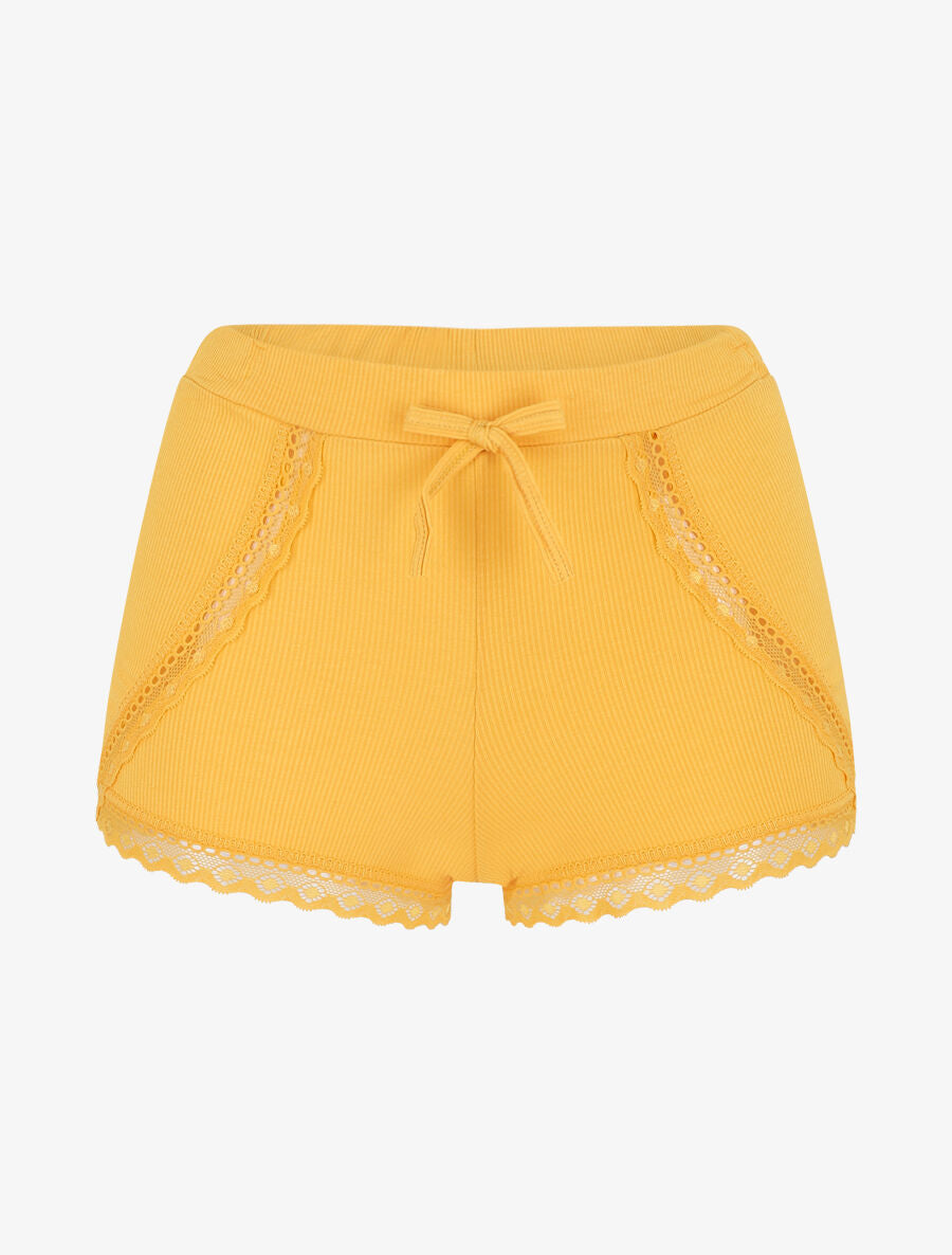 Ensemble pyjama en dentelle côtelé - Jaune - 4