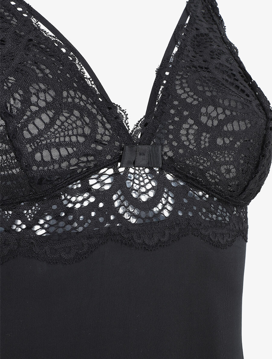 Robe nuisette à détail dentelle - Noir - 3