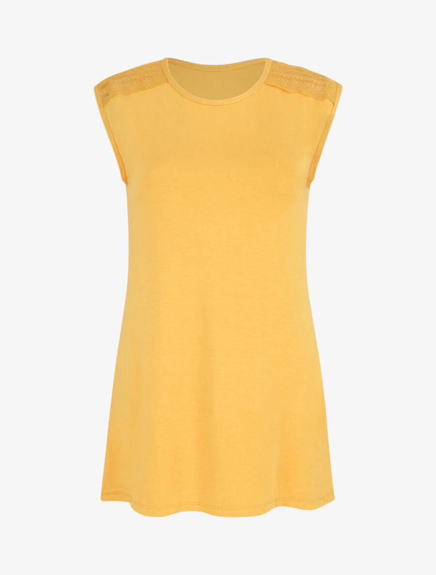 Robe pyjama unie - Jaune moutarde - 4