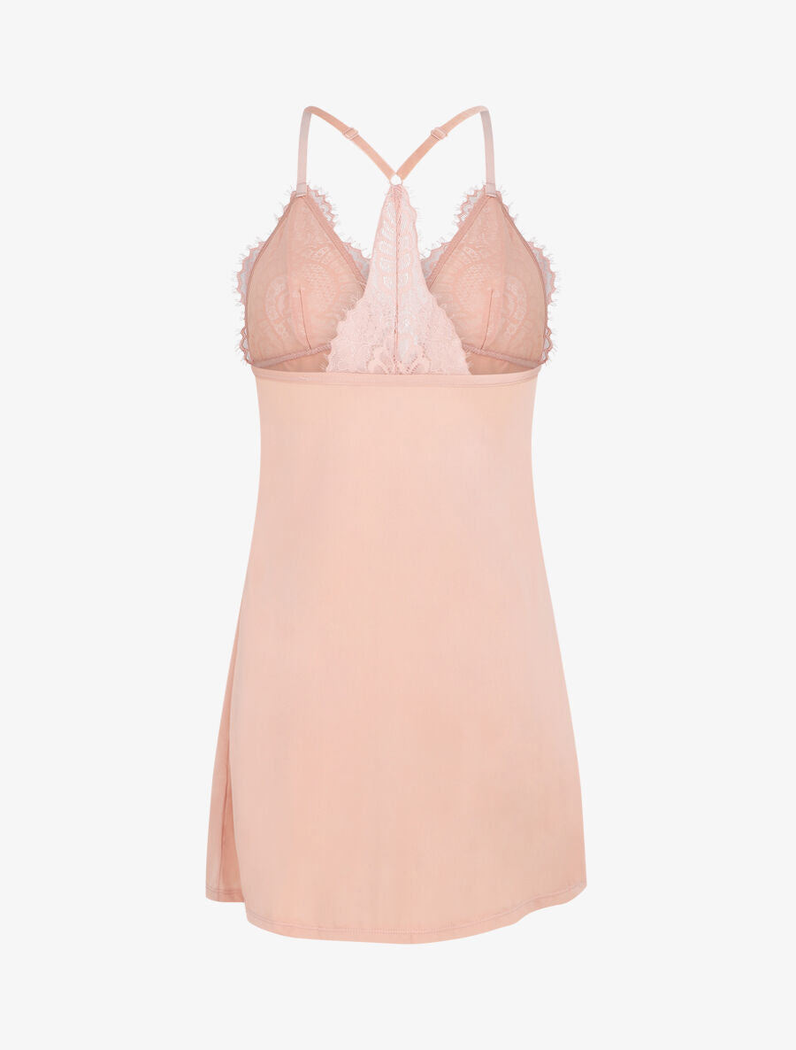 Robe nuisette dos nageur et dentelle - Rose - 2