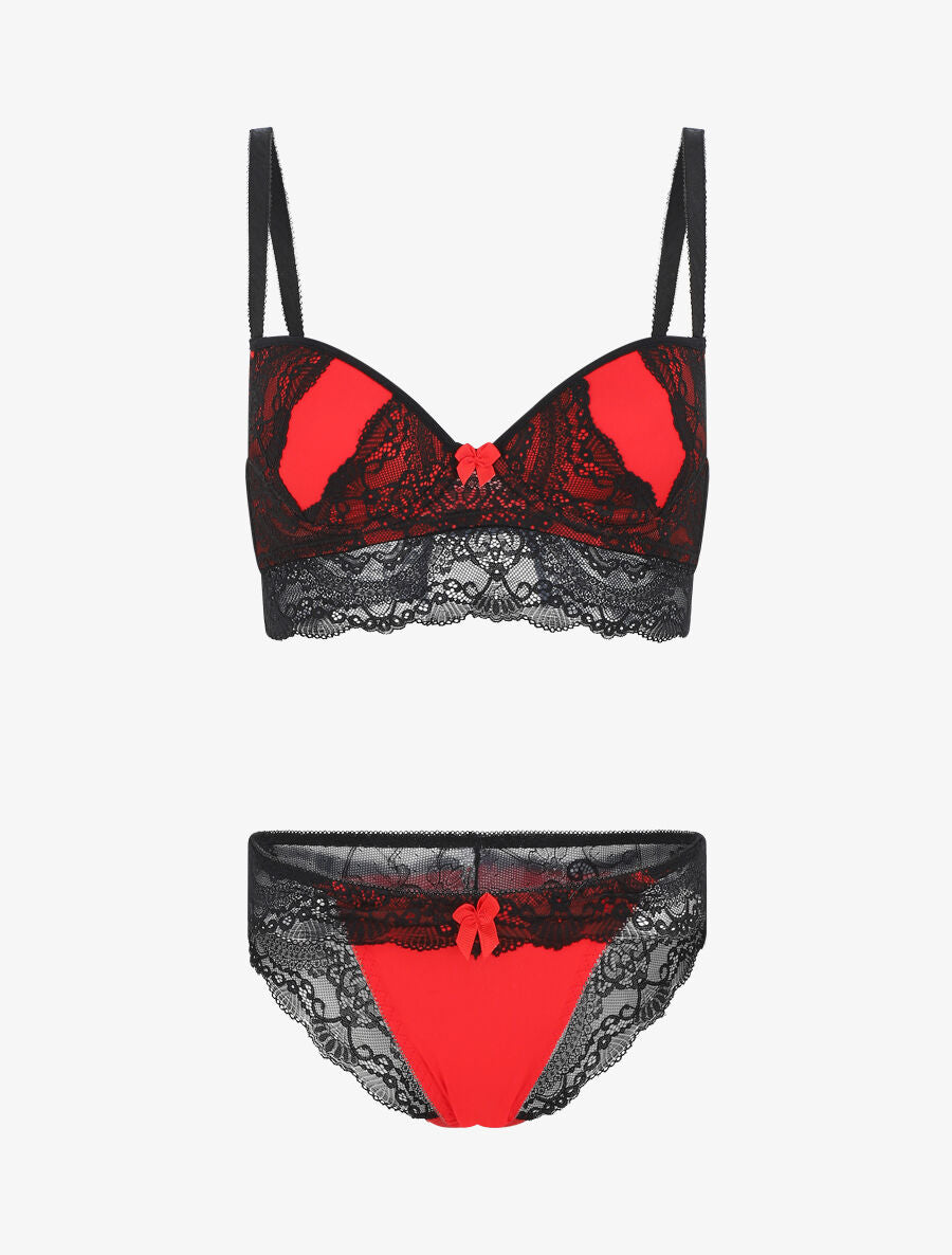 Ensemble push up bandeau en dentelle - Noir - 5