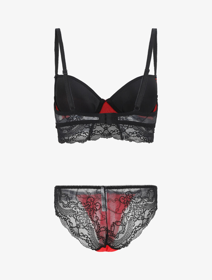 Ensemble push up bandeau en dentelle - Noir - 3
