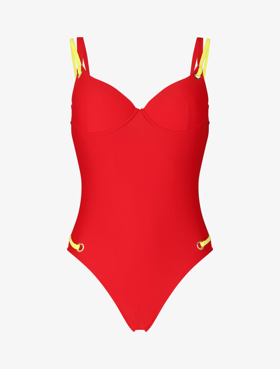Maillot de bain une pièce à liens - Rouge - 3