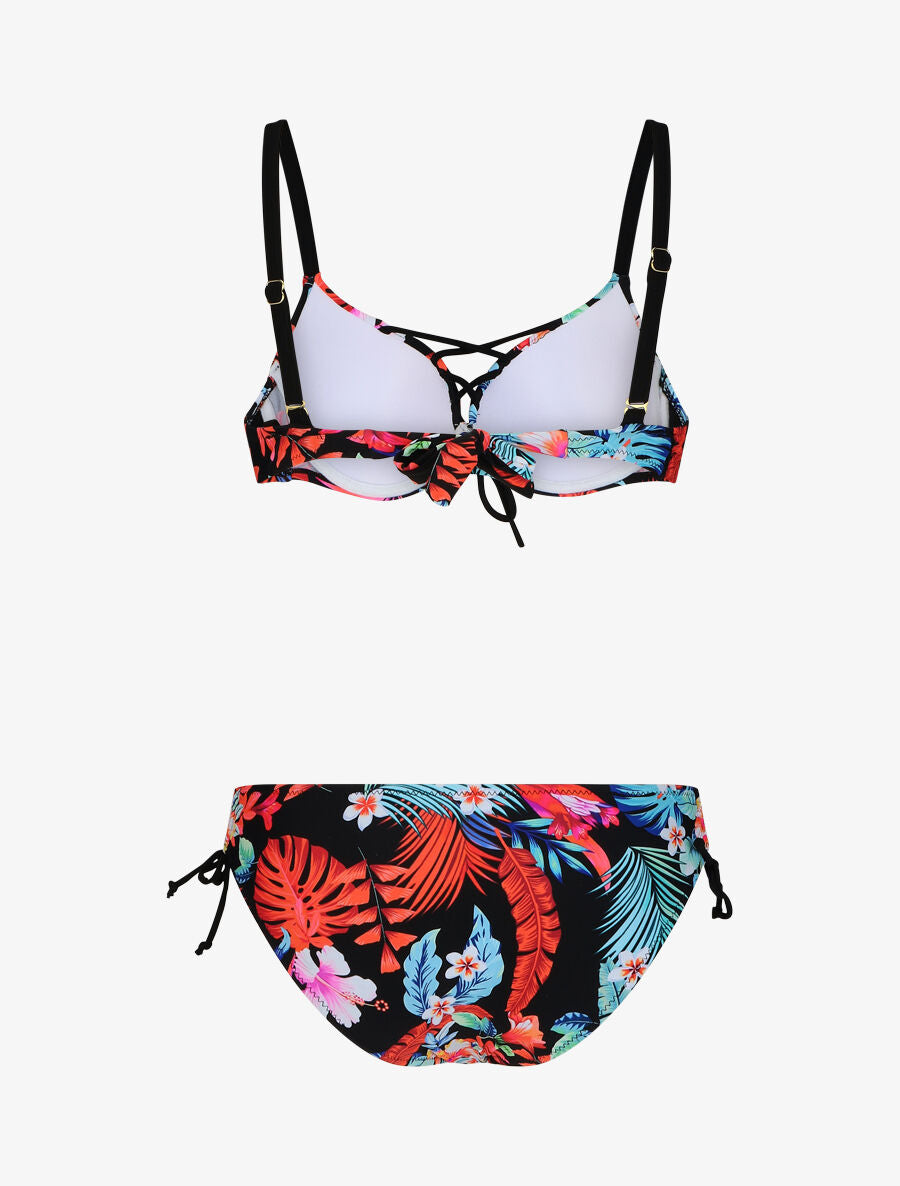 Bikini à imprimé fleuri - Noir - 4