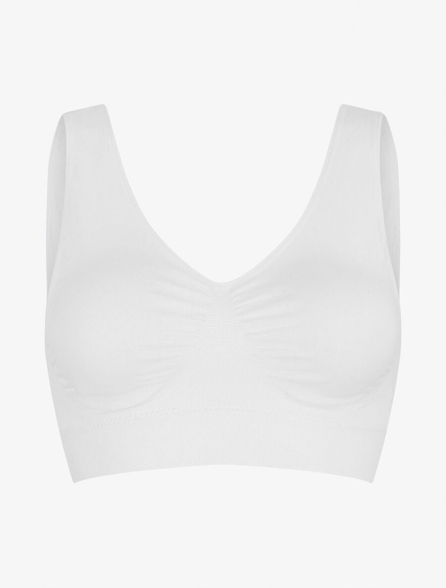 Brassière uni avec coussinets amovibles - Blanc - 1