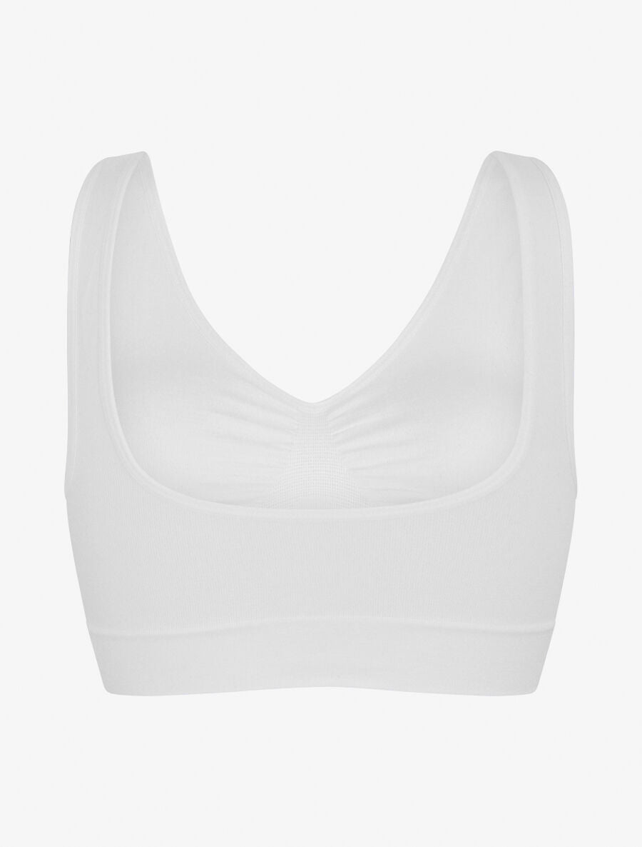Brassière uni avec coussinets amovibles - Blanc - 2