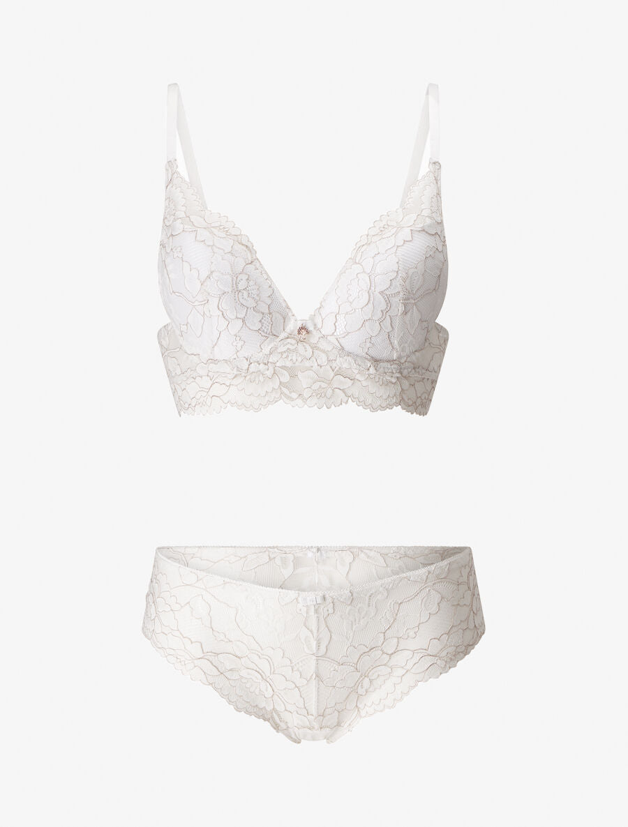 Ensemble lingerie en dentelle irisée - Blanc - 1
