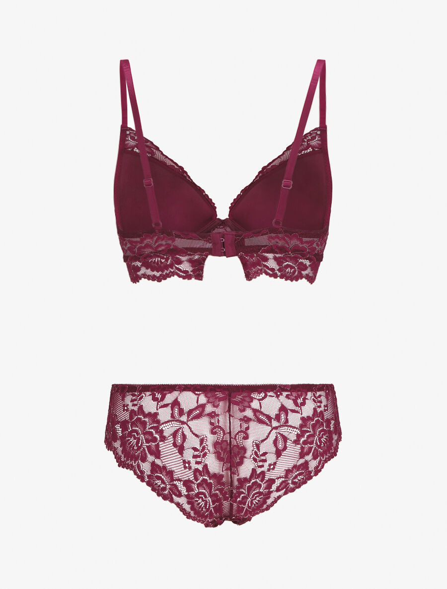 Ensemble lingerie en dentelle irisée - Prune - 2