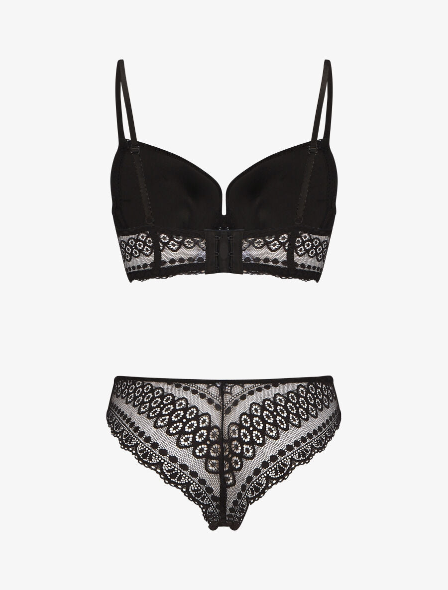 Ensemble lingerie en dentelle - Noir - 2