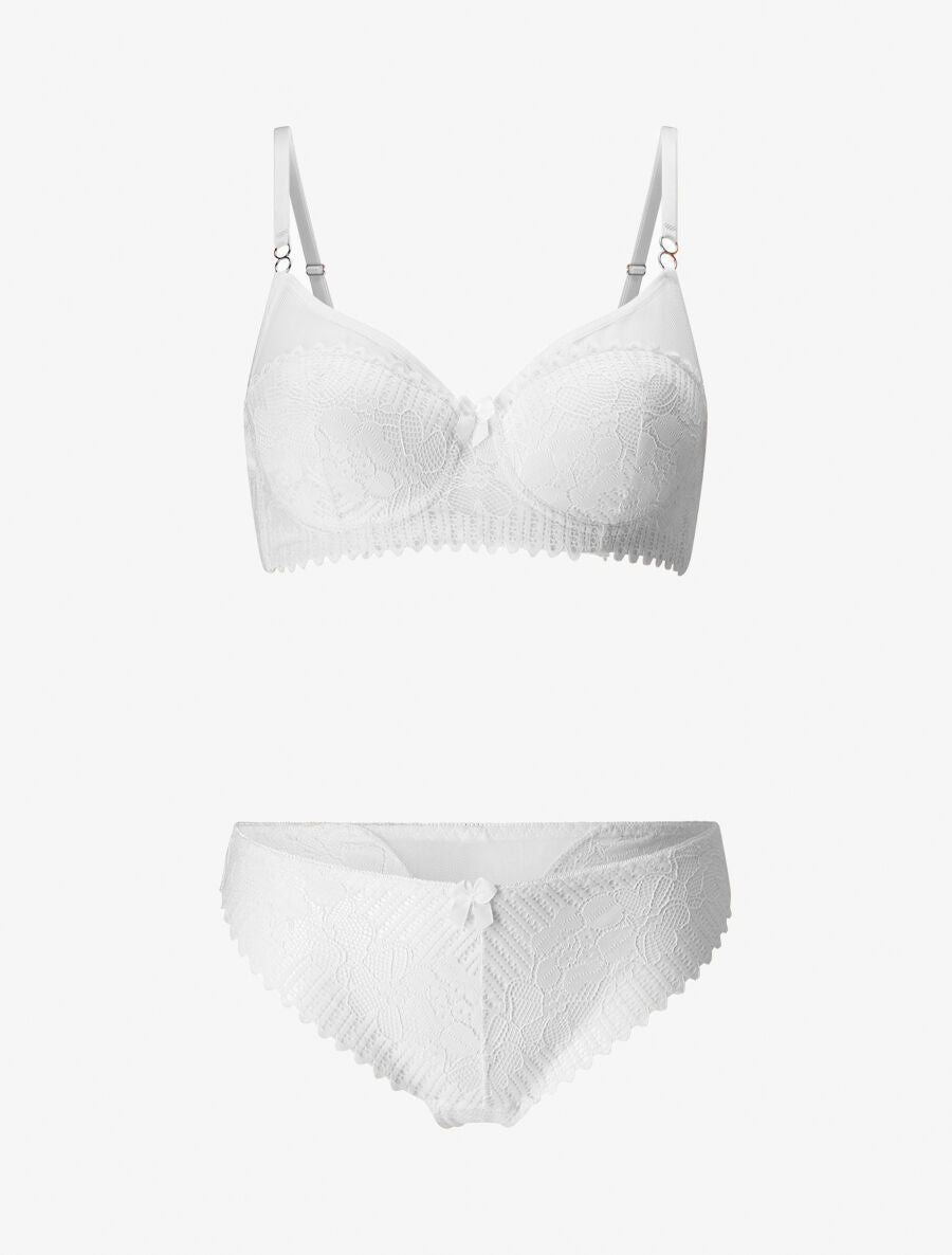 Ensemble soutien-gorge et string en dentelle - Blanc - 3