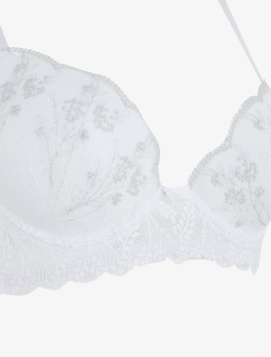 Ensemble soutien-gorge et tanga en dentelle irisée - Blanc - 3