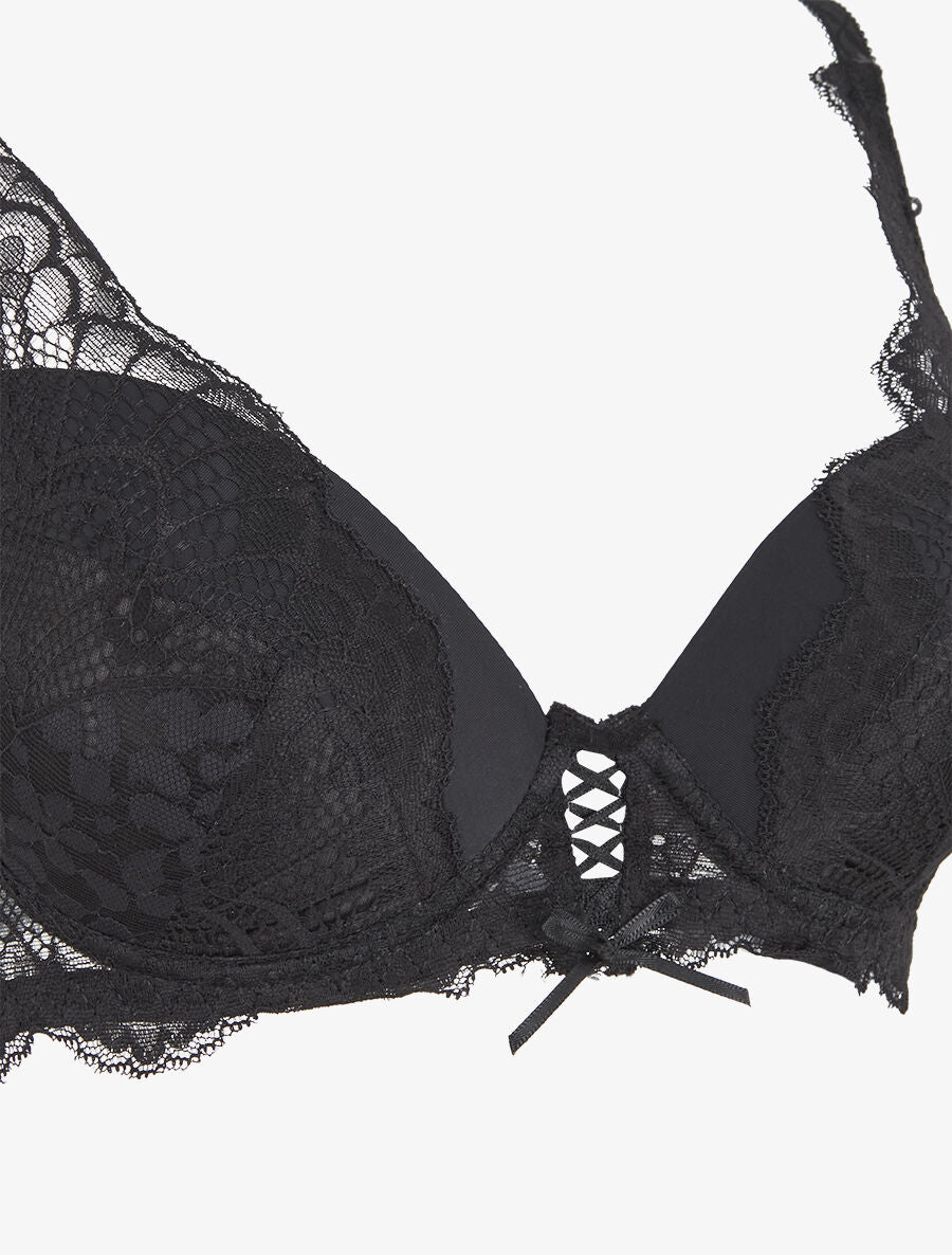 Ensemble soutien-gorge push-up et culotte en dentelle - Noir - 3