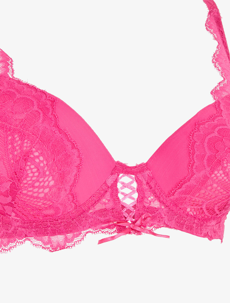 Ensemble soutien-gorge push-up et culotte en dentelle - Fuchsia - 3