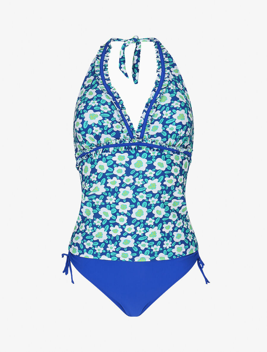 Maillot de bain tankini à fleurs - Bleu - 4