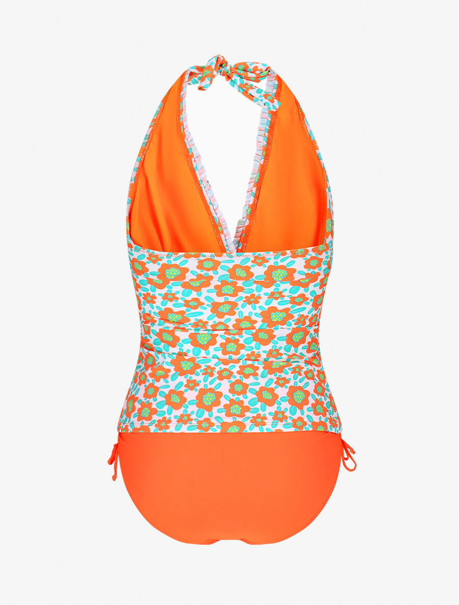 Maillot de bain tankini à fleurs - Orange fluo - 2