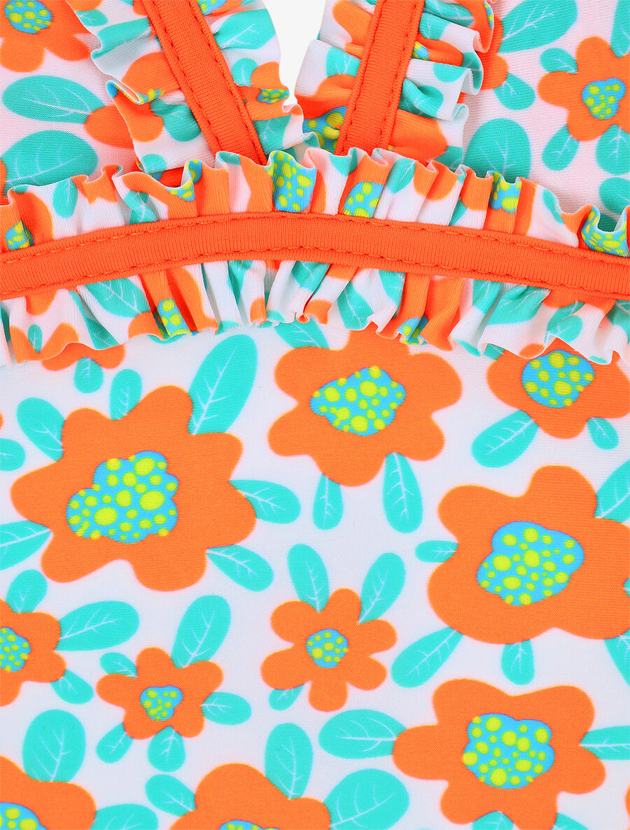 Maillot de bain tankini à fleurs - Orange fluo - 3