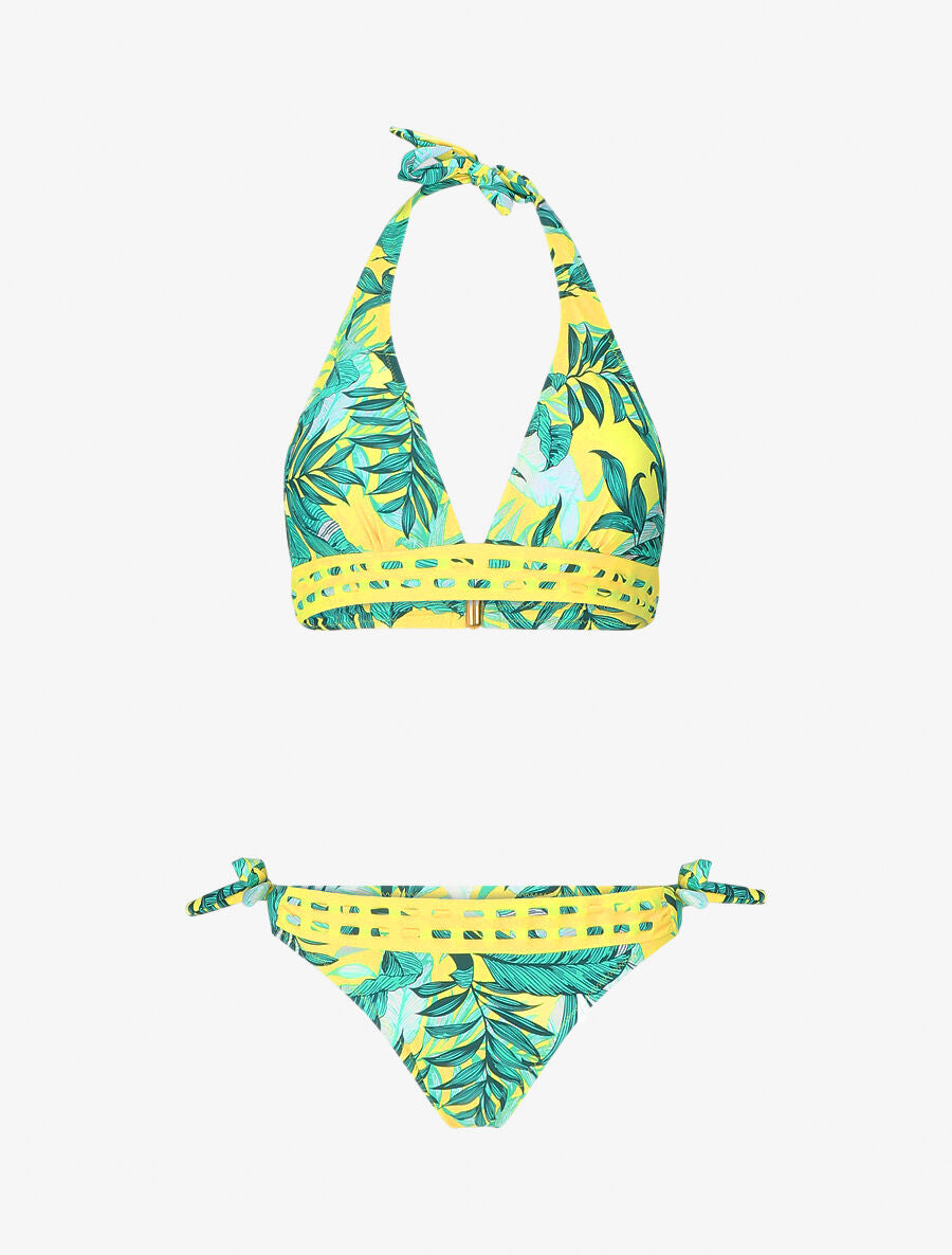 Bikini motif tropical - Jaune fluo - 3