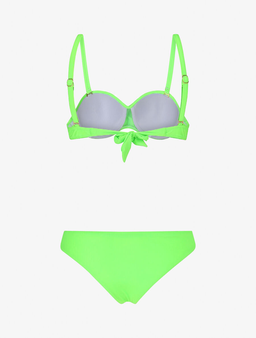 Bikini à balconnet et tanga uni - Vert fluo - 2