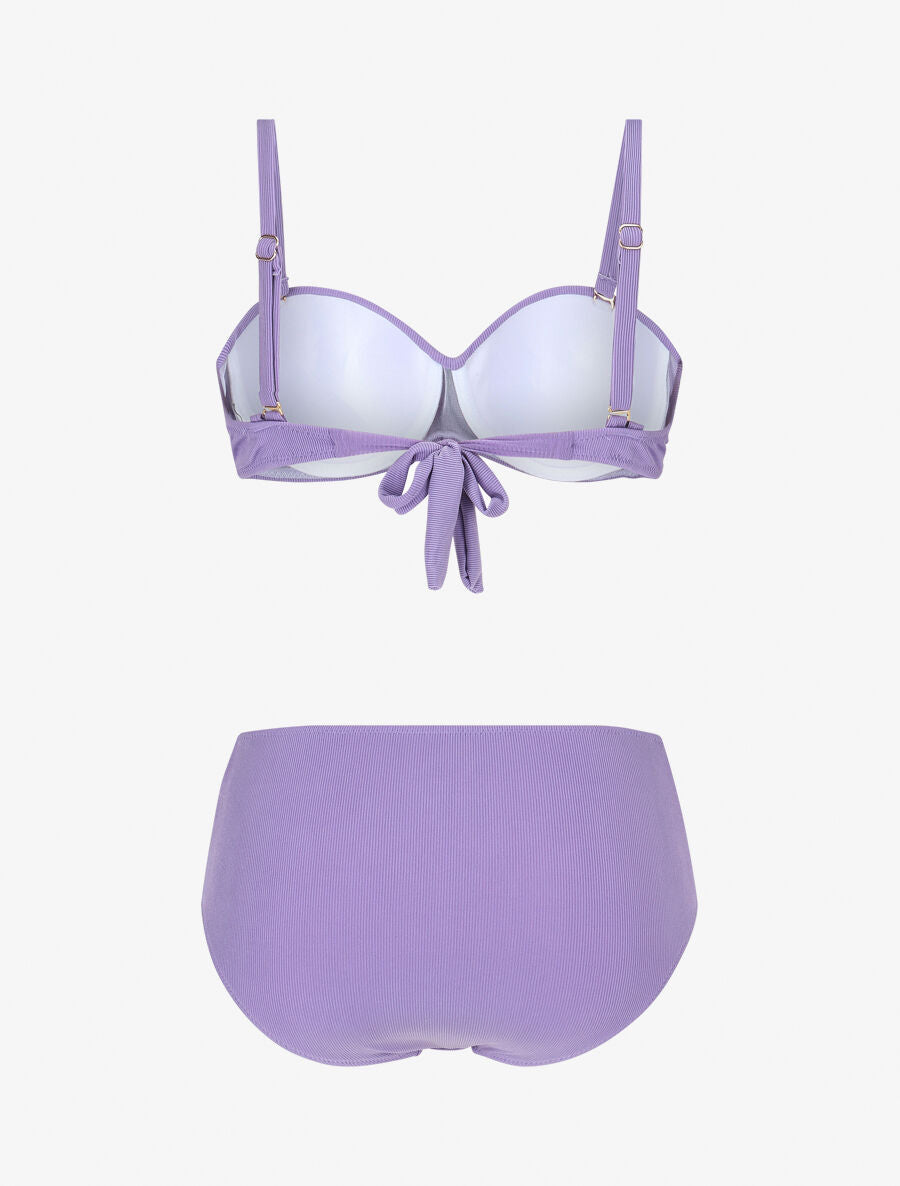 Maillot de bain 2 pièces taille haute - Lilas - 2