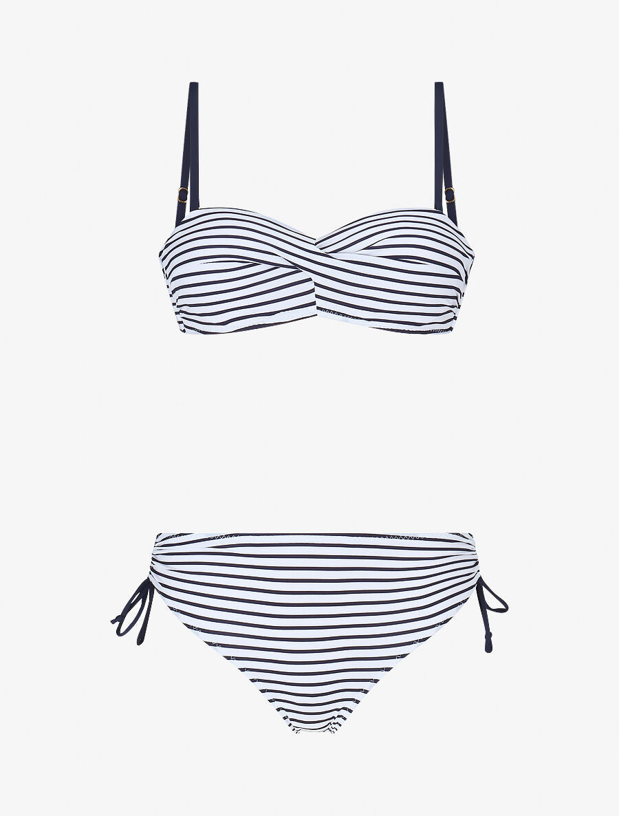 Maillot de bain 2 pièces à rayures - Blanc - 4
