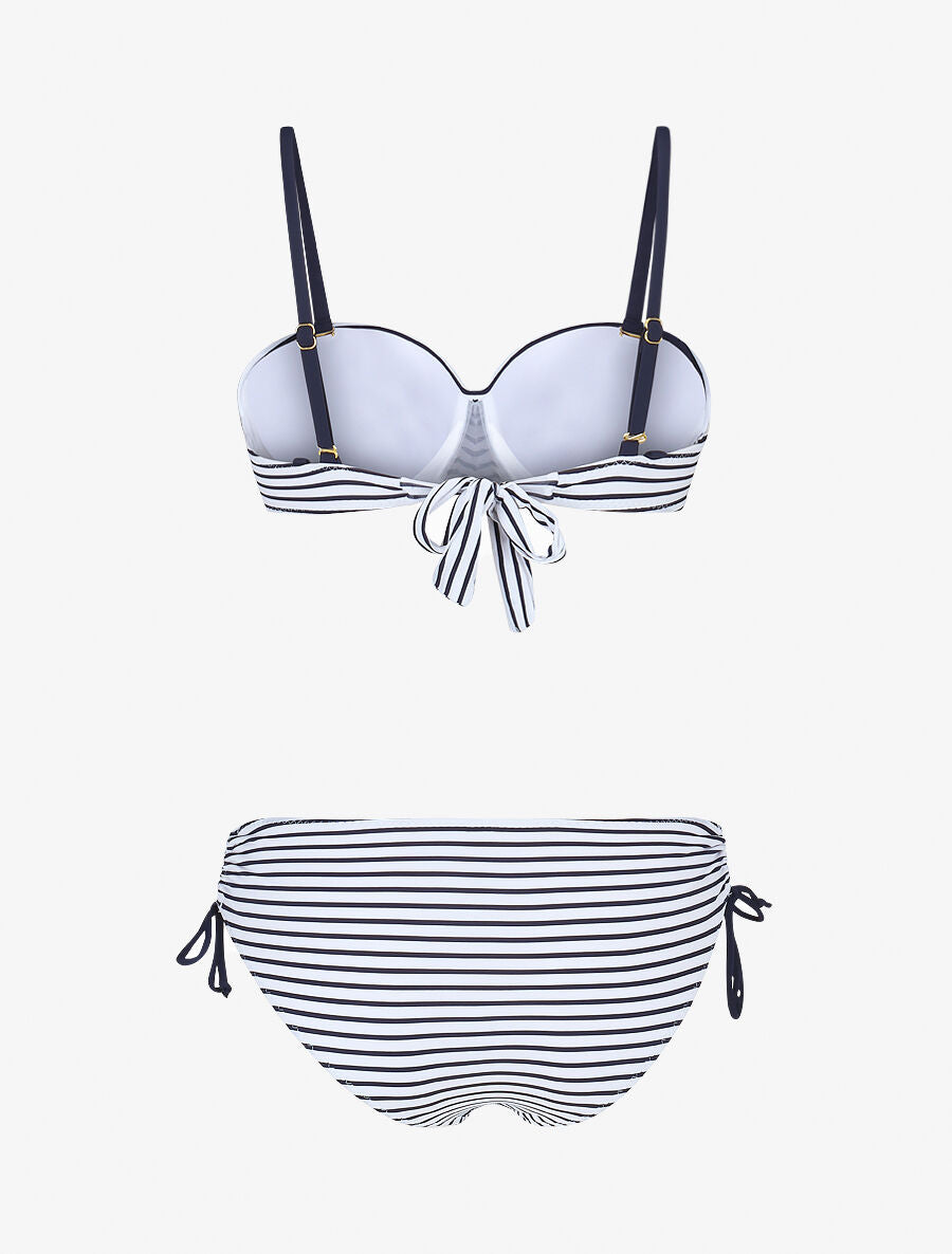 Maillot de bain 2 pièces à rayures - Blanc - 2