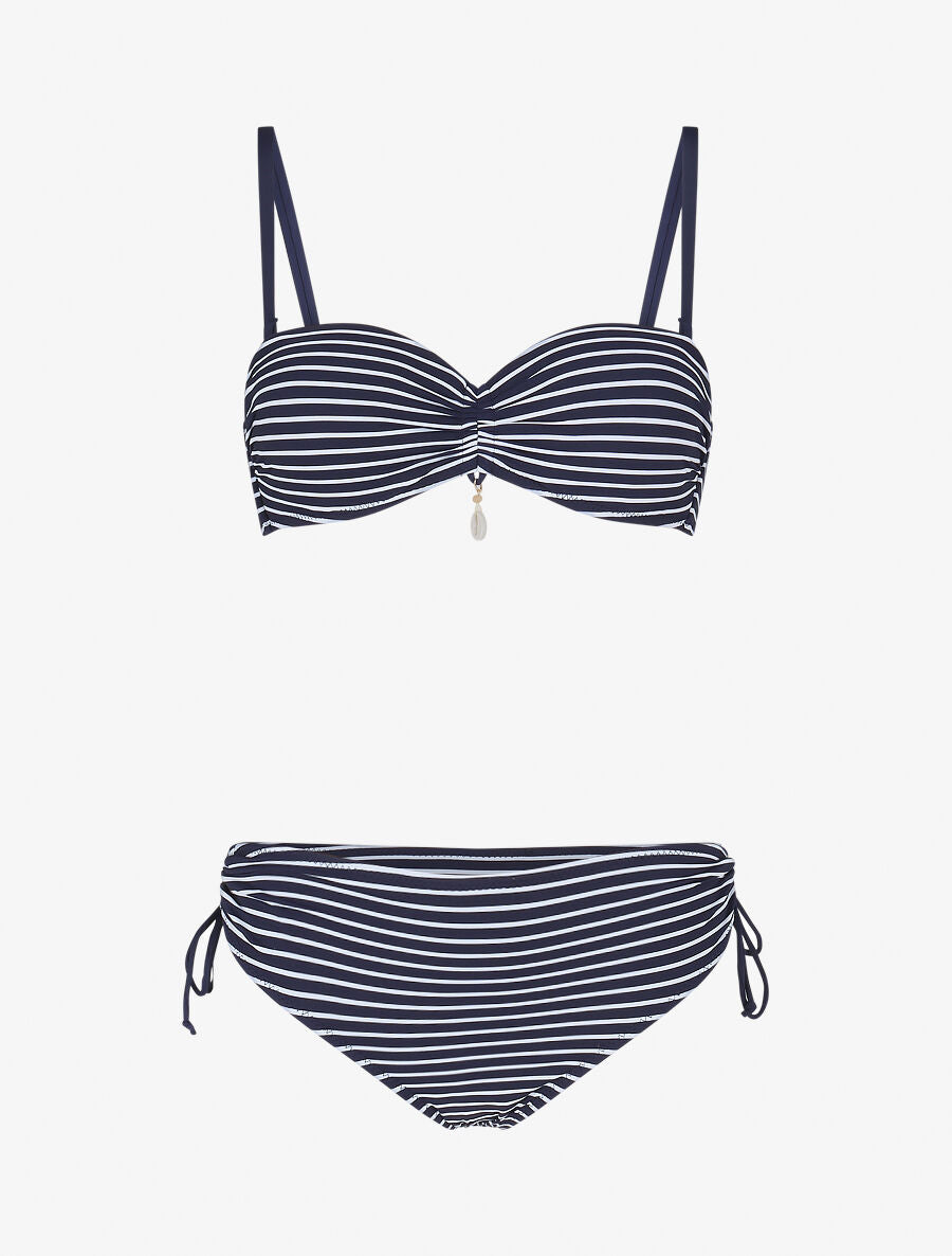 Bikini à imprimé style marinière - Marine - 1