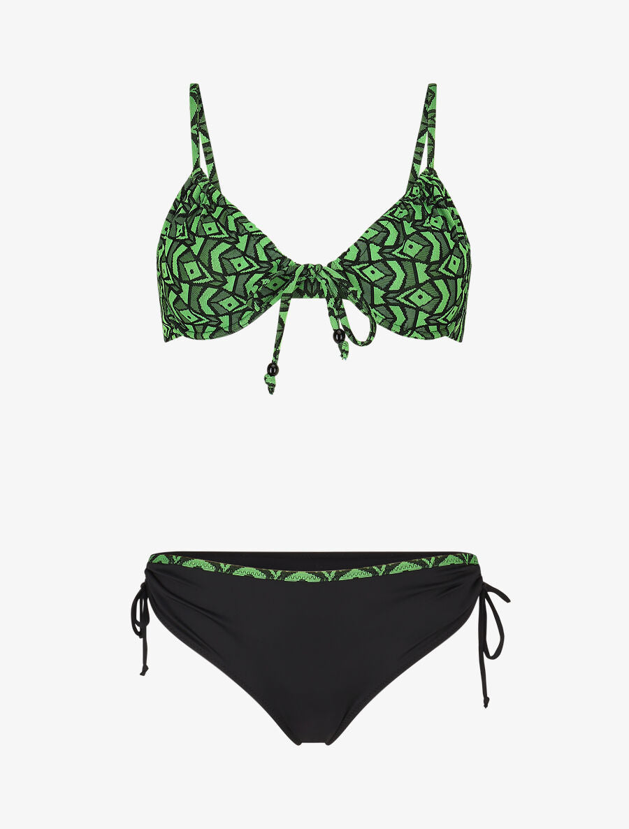 Bikini à imprimé graphique - Noir - 1