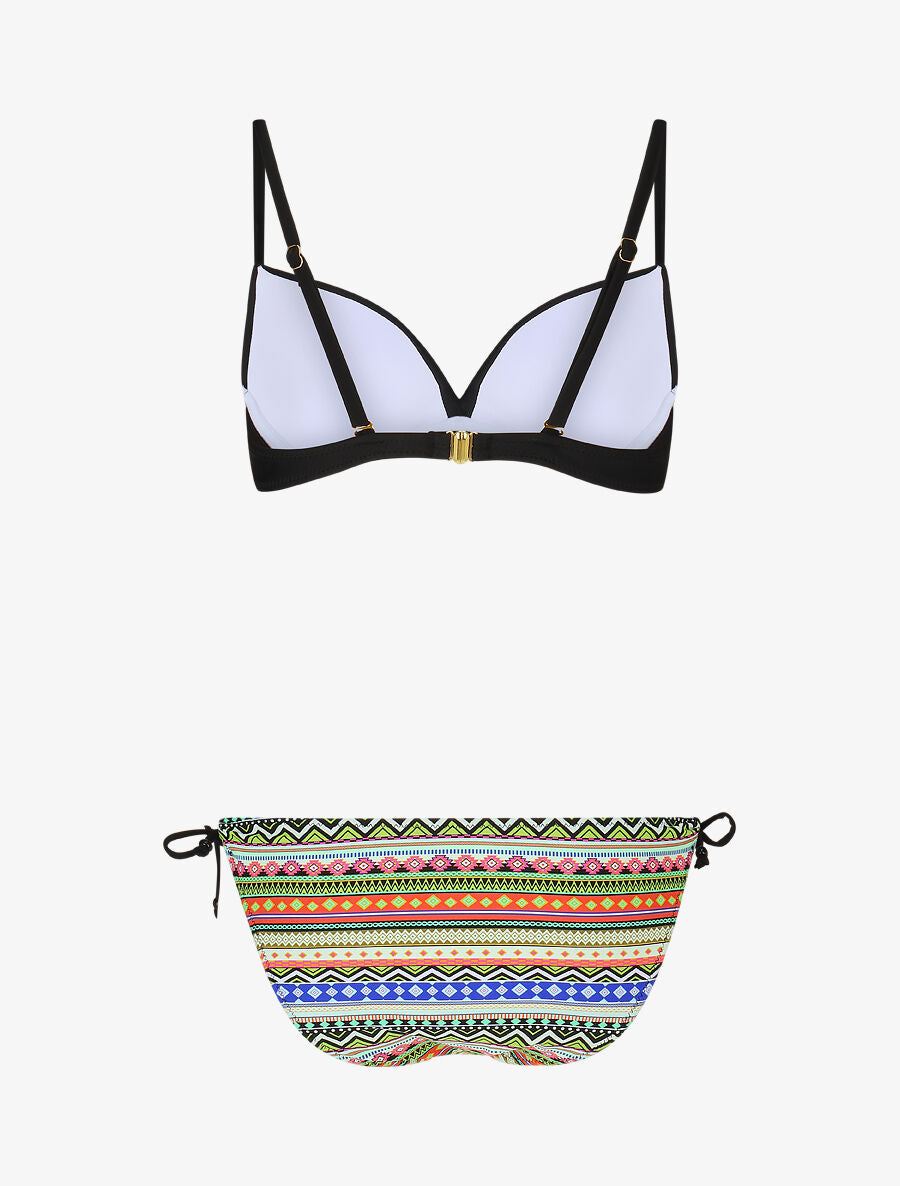 Bikini dépareillé à imprimé aztèque - Noir - 2