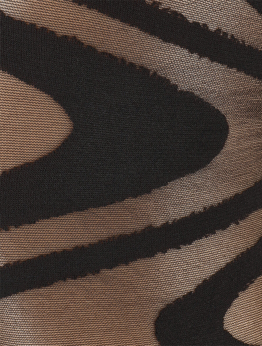 Collants en voile à motif vagues - Noir - 2