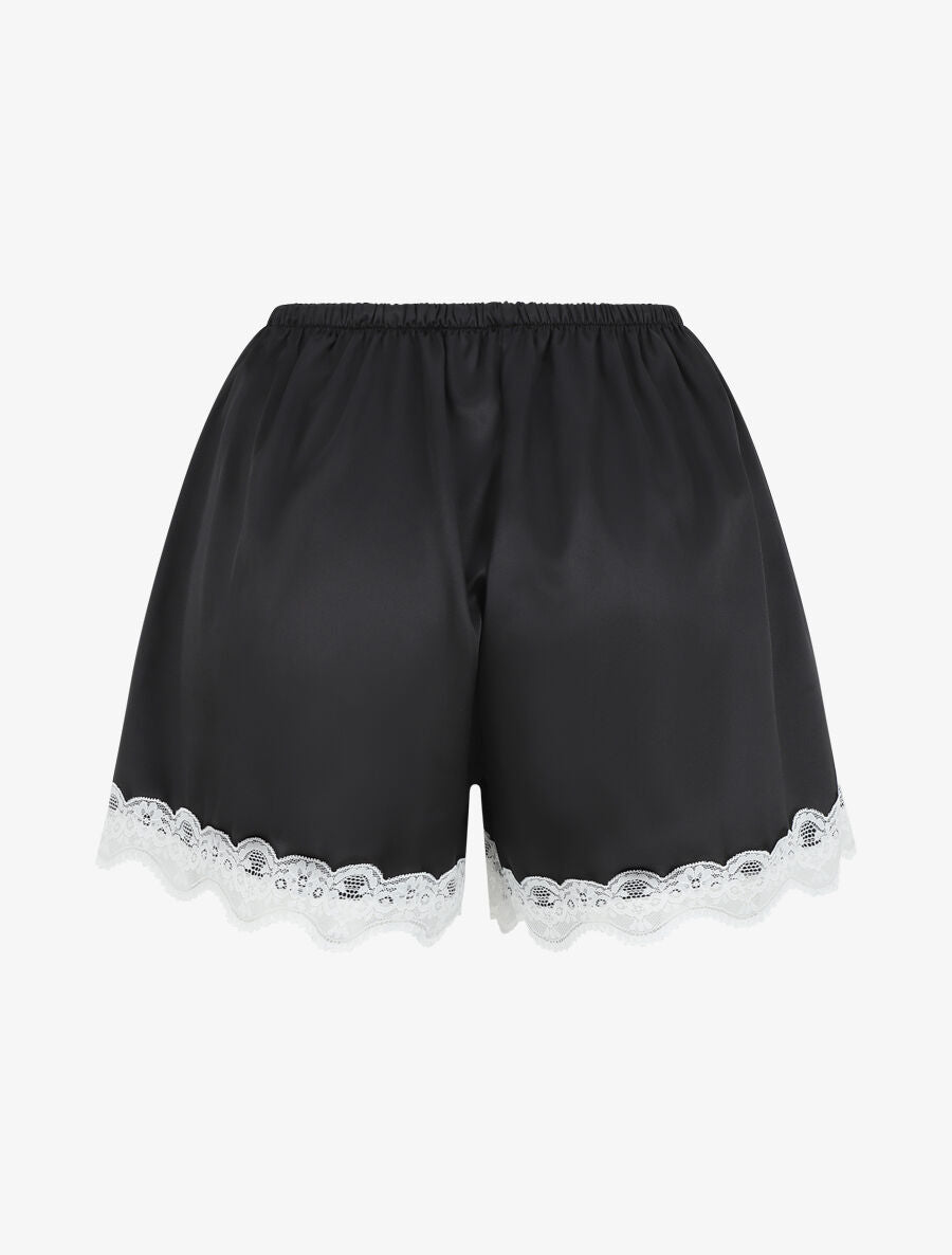 Ensemble caraco et short de pyjama satiné - Noir - 5