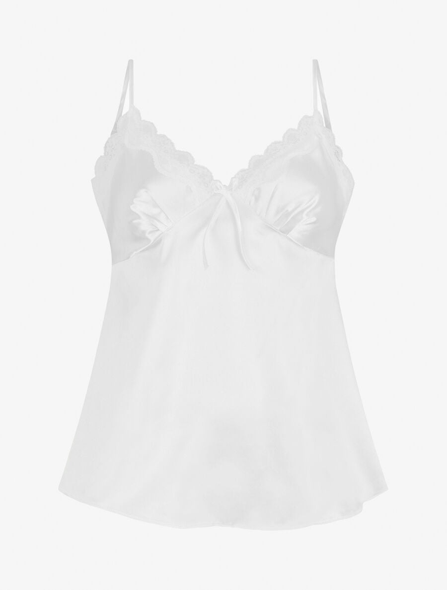 Ensemble caraco et short de pyjama satiné - Blanc - 6