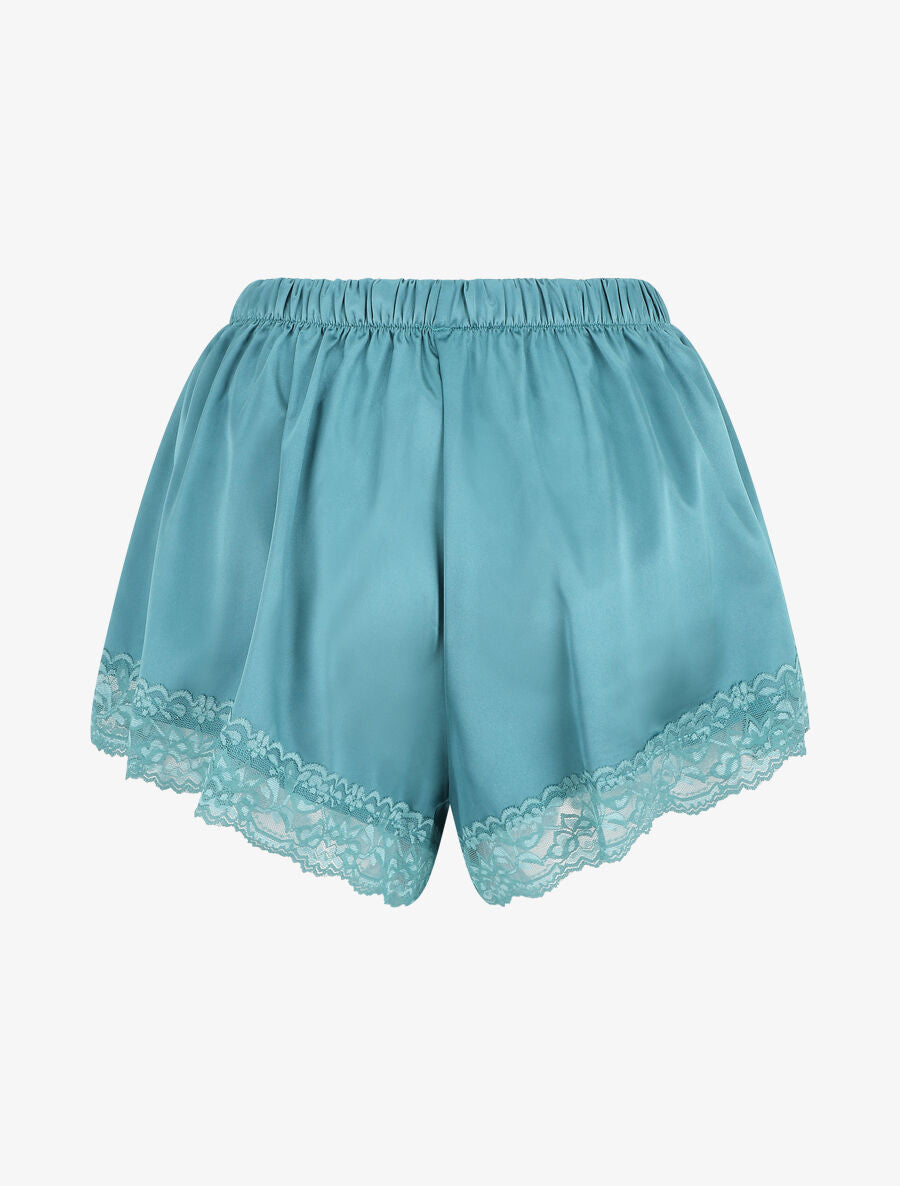 Ensemble caraco et short de pyjama à dentelle - Bleu - 5