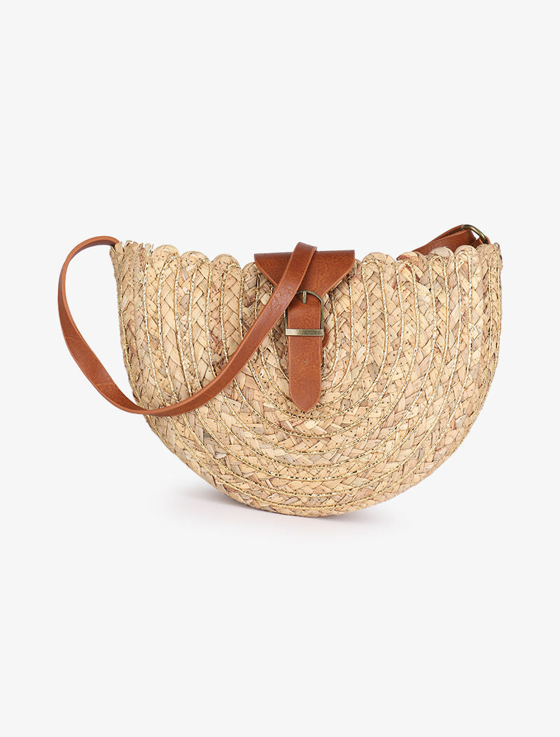 Sac demi lune Jocelyne - Beige/or - 1