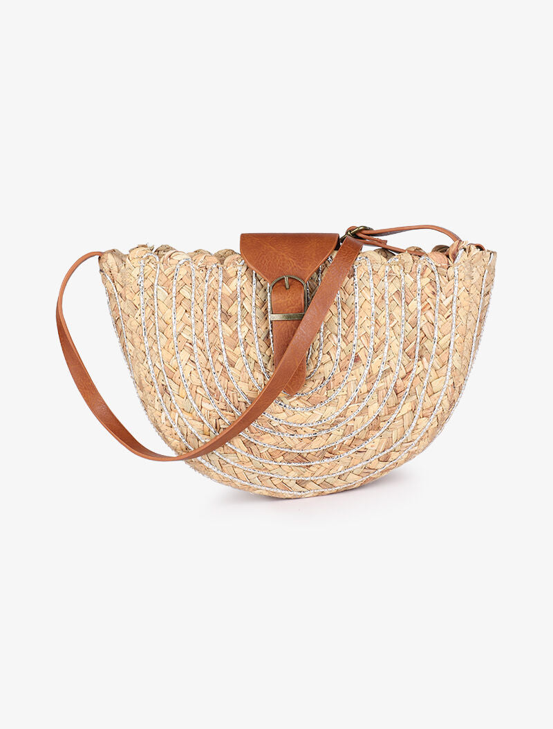 Sac demi lune Jocelyne - Beige/argent - 5
