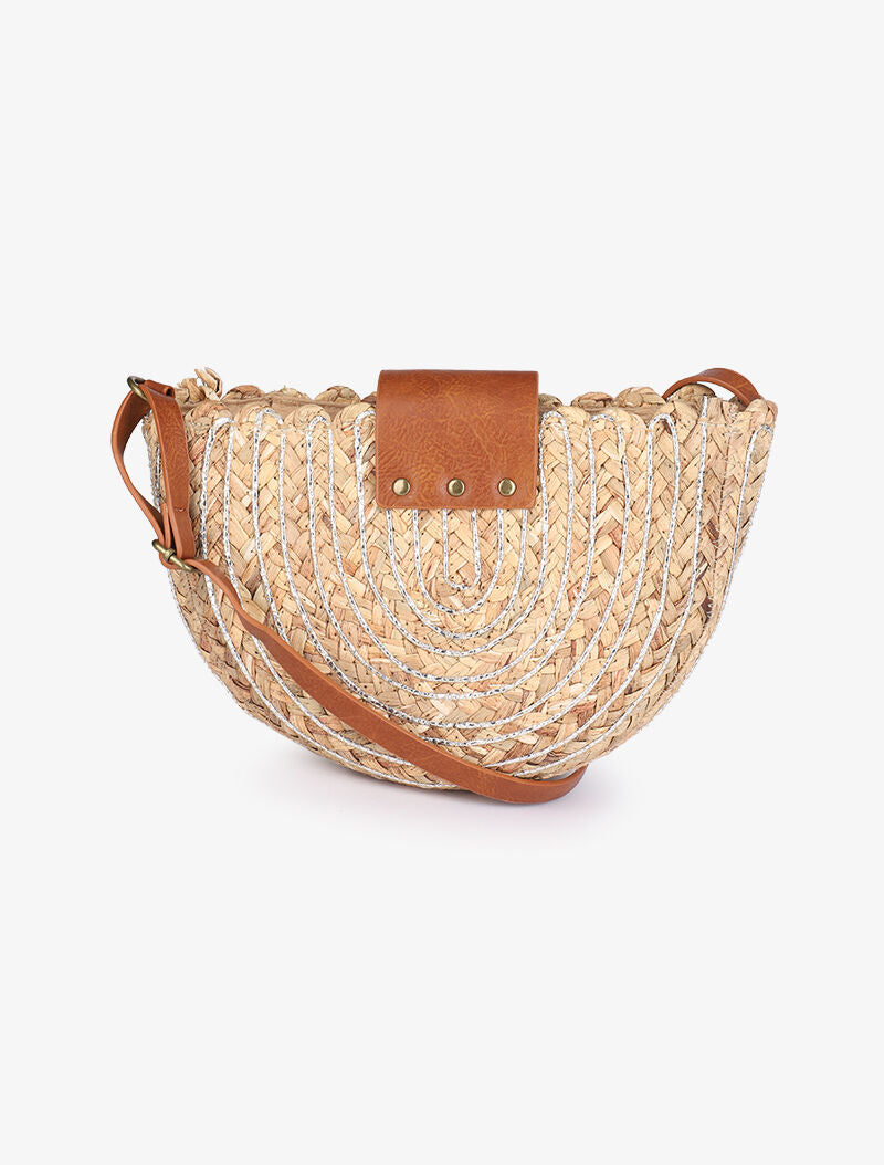 Sac demi lune Jocelyne - Beige/argent - 3