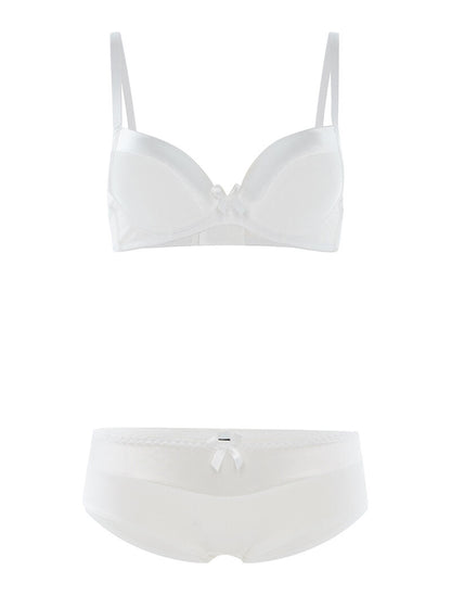 Ensemble SG et culotte à bord satiné - blanc - 1