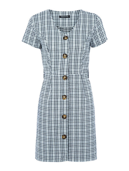 Robe à carreaux ceinturée - noir - 3