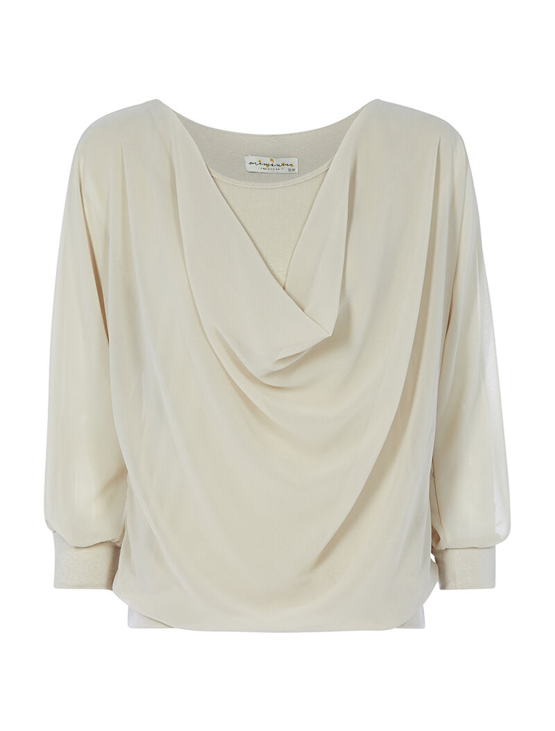 Top voile à col bénitier - beige - 1