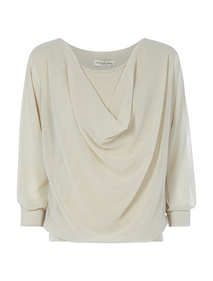 Top voile à col bénitier - beige - 1