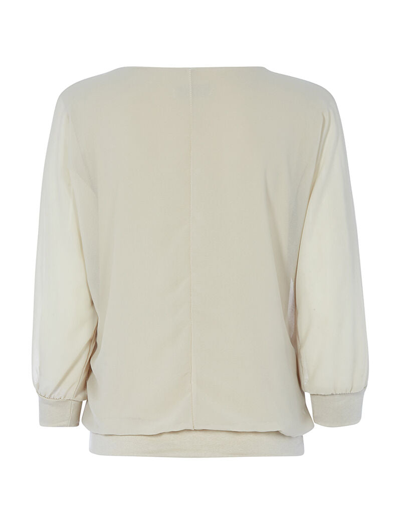 Top voile à col bénitier - beige - 2