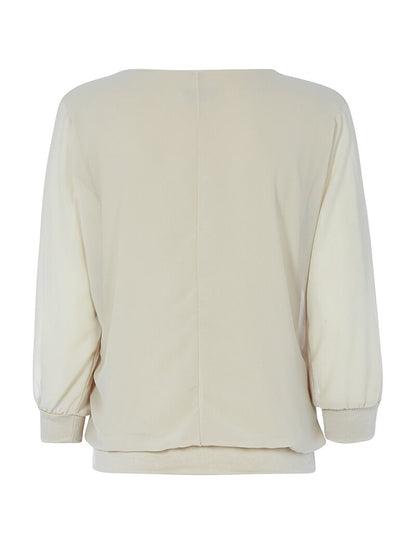Top voile à col bénitier - beige - 2